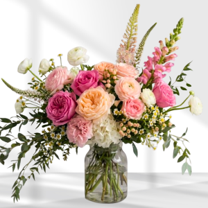blush bloom poetry arrangment